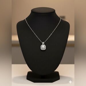 NWT 3.0CT (9mm) Halo Moissanite Necklace, in .925 Sterling Silver Retail $700